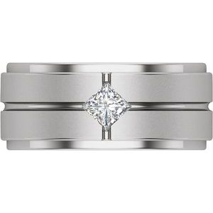 14K White Gold Square 4.2 X 4.2 Mm Polished 1/2 Ctw Lab-Grown Diamond Mens Band Size 10