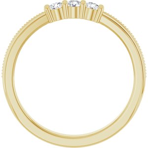 14K Yellow Gold Round 2.5 Mm Polished 1/5 Ctw Natural Diamond Anniversary Band Size 7
