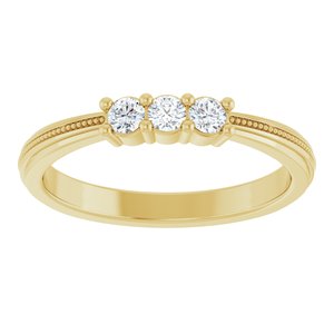 14K Yellow Gold Round 2.5 Mm Polished 1/5 Ctw Natural Diamond Anniversary Band Size 7