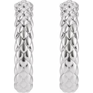 14K White Gold Scale Hoop Earrings