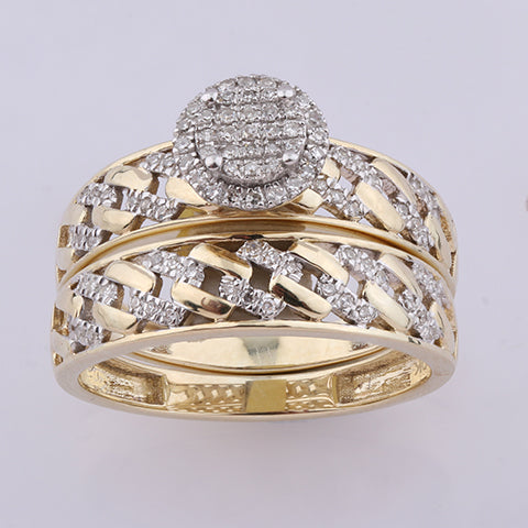 10K Yellow Gold 0.24-0.25 Cttw Diamond Ladies 2 Bands Ring