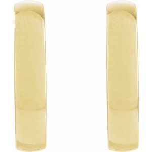 14K Yellow Gold Pair Elongated Oval Domed Hoop Earrings, Length: 14 Mm, Thickness: 3 Mm