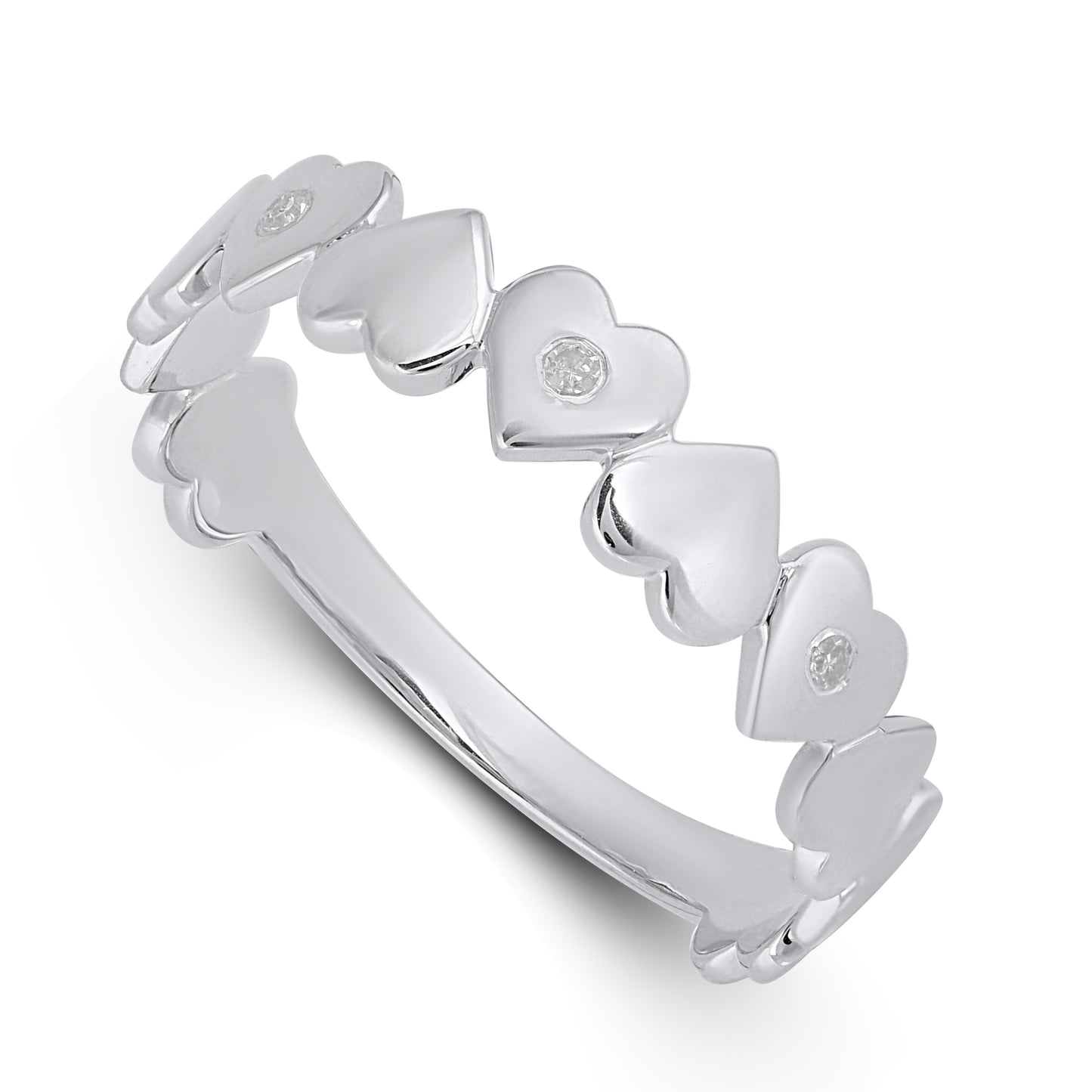 925 Sterling Silver 0.02 Cttw Diamond Ladies Band