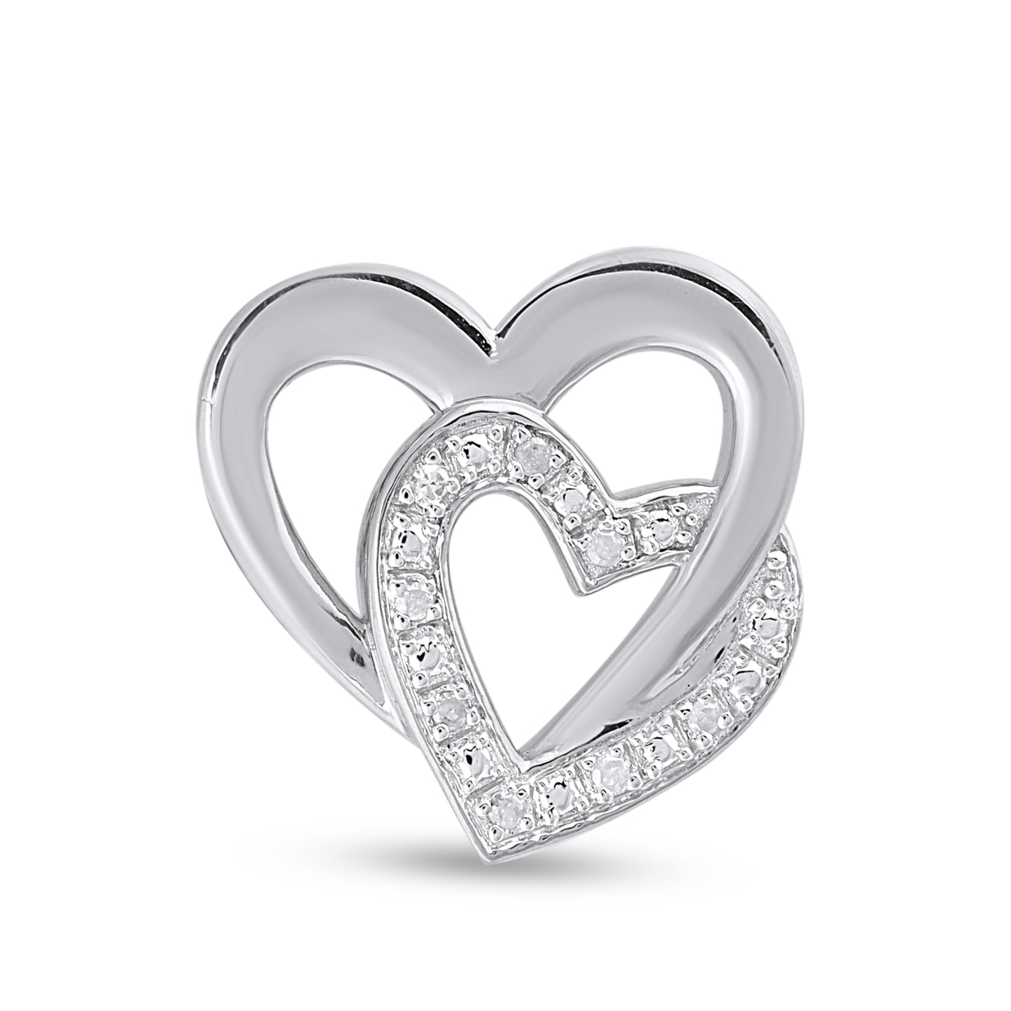925 Sterling Silver 0.03 Cttw Diamond "Heart" Ladies Pendant