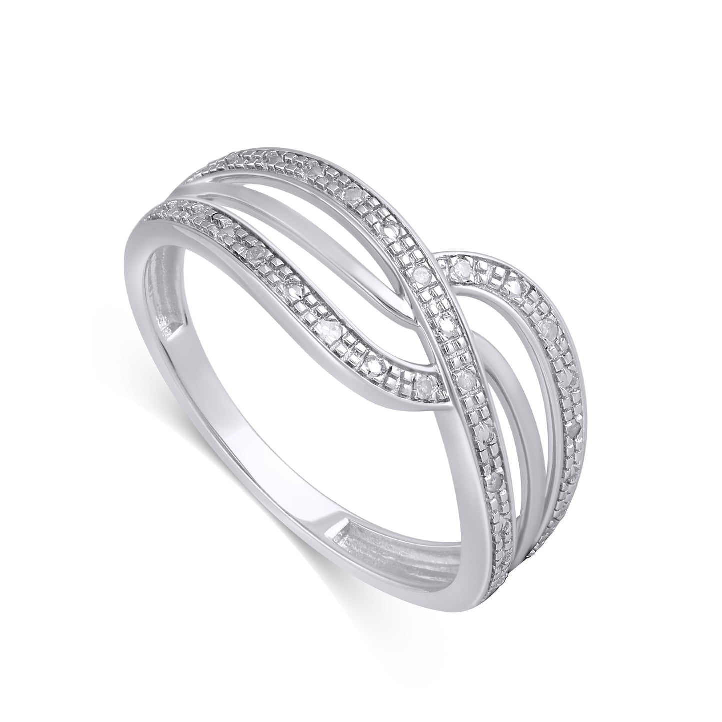 925 Sterling Silver 0.04 Cttw Diamond Ladies Ring