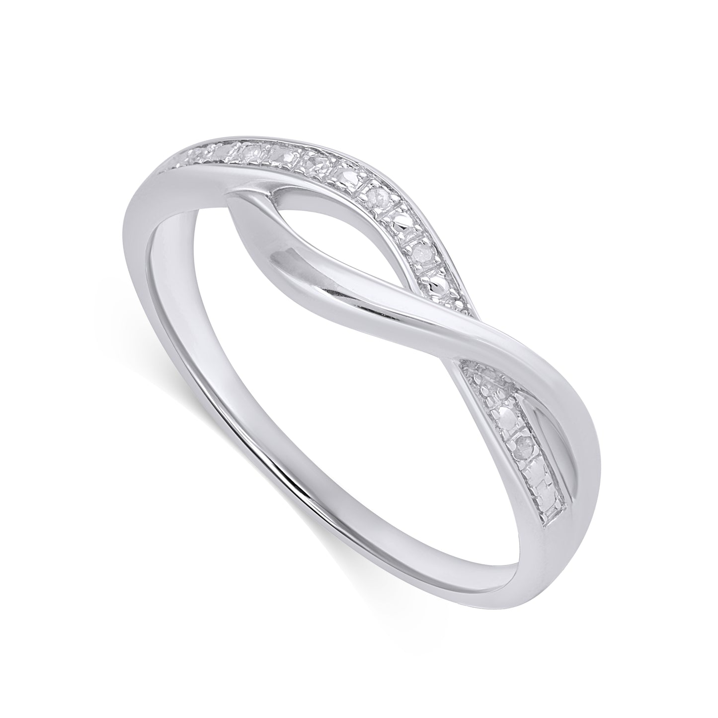 925 Sterling Silver 0.03 Cttw Diamond Ladies Band
