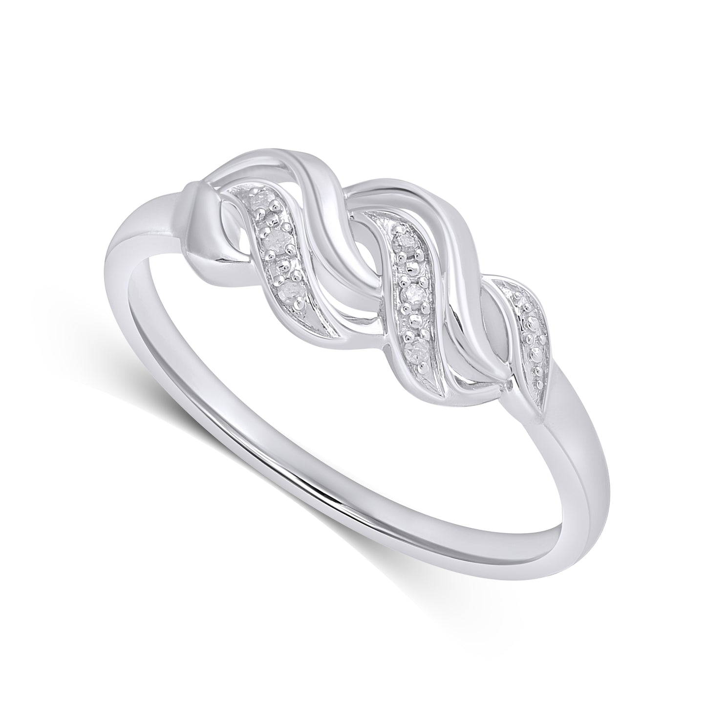 925 Sterling Silver 0.03 Cttw Diamond Ladies Ring