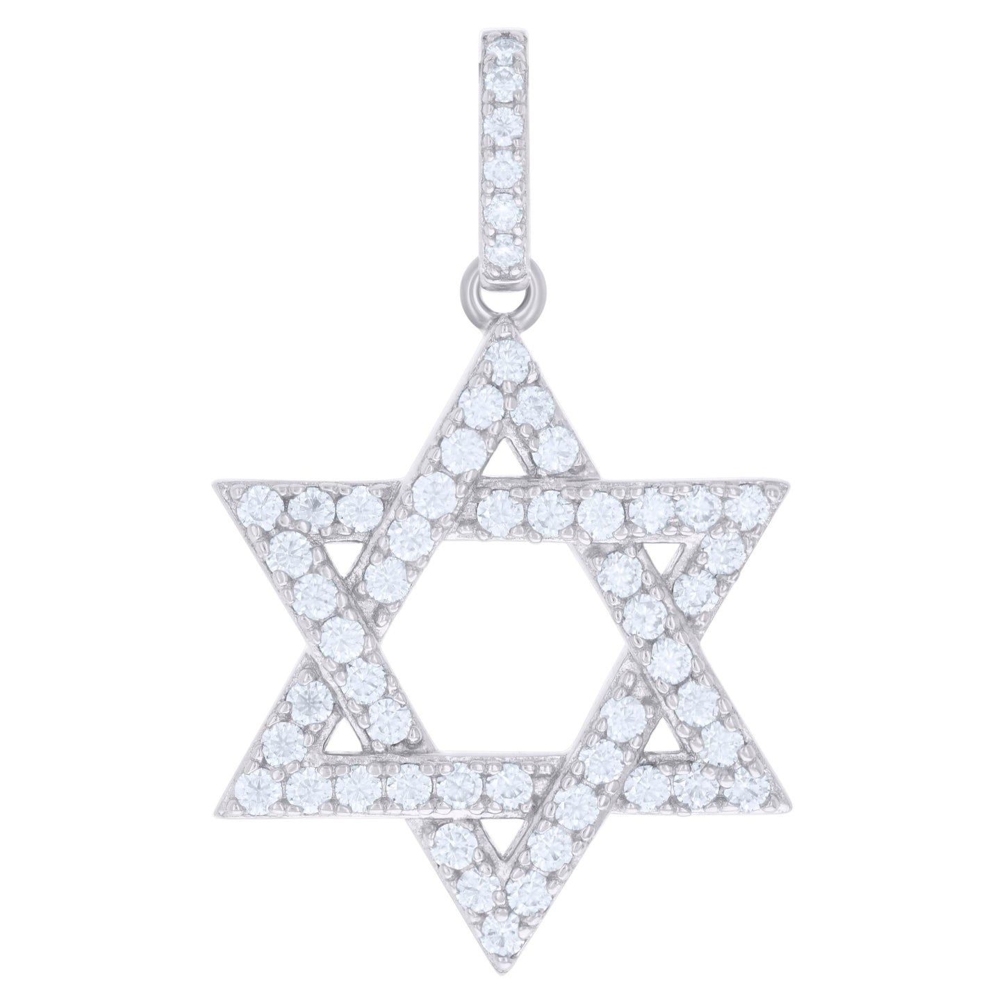 Sterling Silver Mens 1.39ct Moissanite Star Of David Symbol Religious Charm Pendant