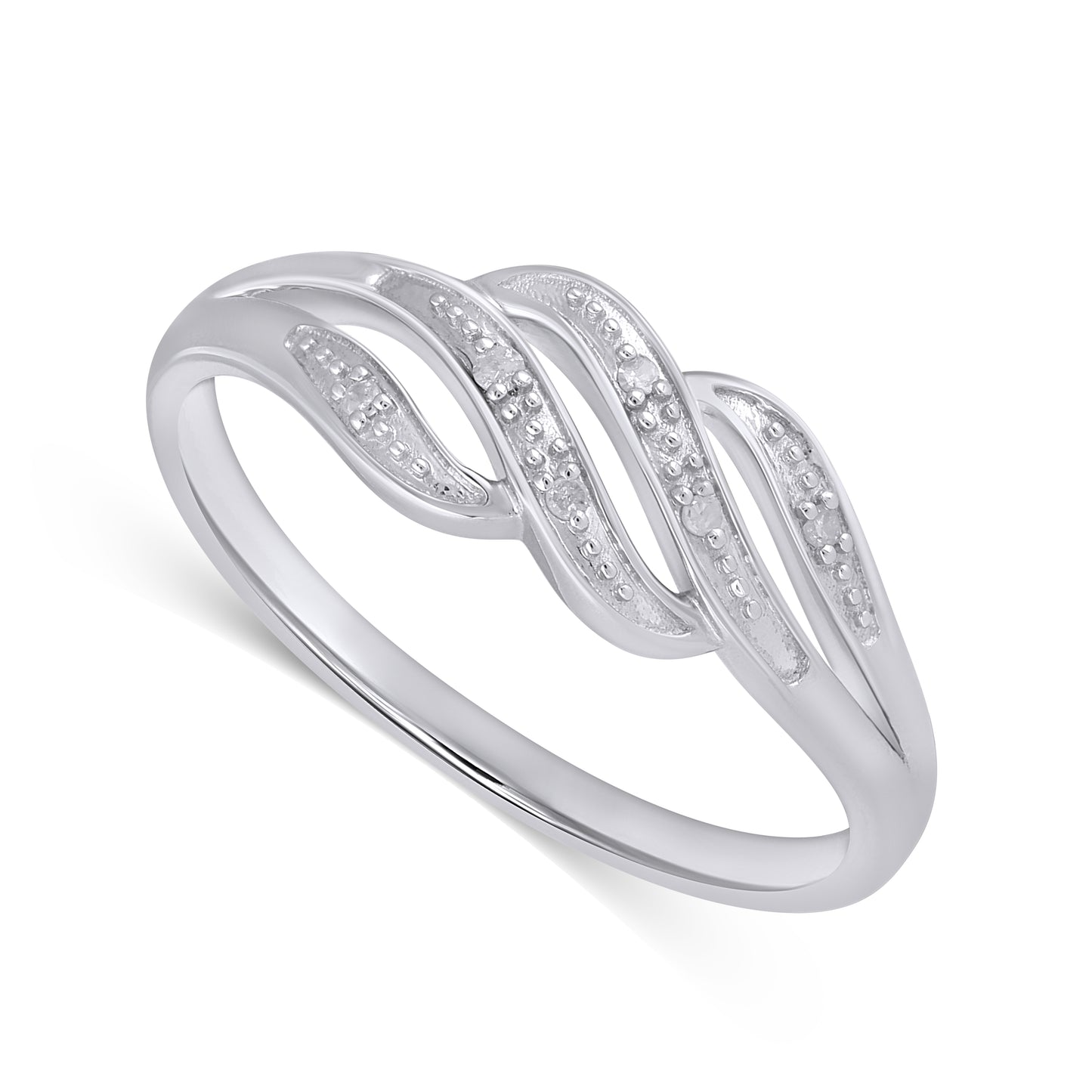 925 Sterling Silver 0.03 Cttw Diamond Ladies Ring