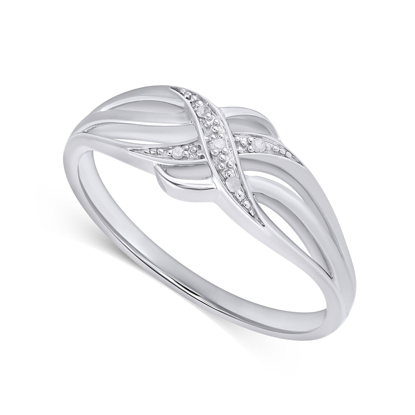 925 Sterling Silver 0.02 Cttw Diamond Ladies Ring