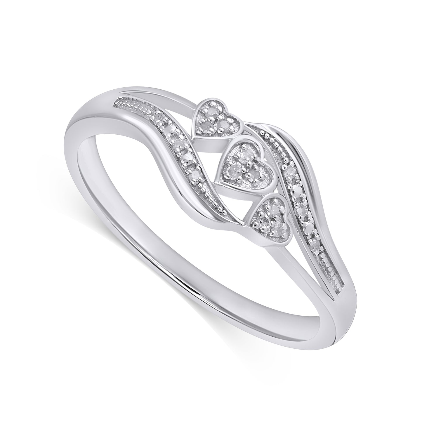 925 Sterling Silver 0.05 Cttw Diamond Ladies Ring