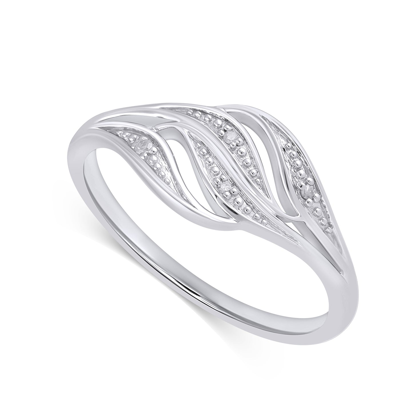 925 Sterling Silver 0.02 Cttw Diamond Ladies Ring
