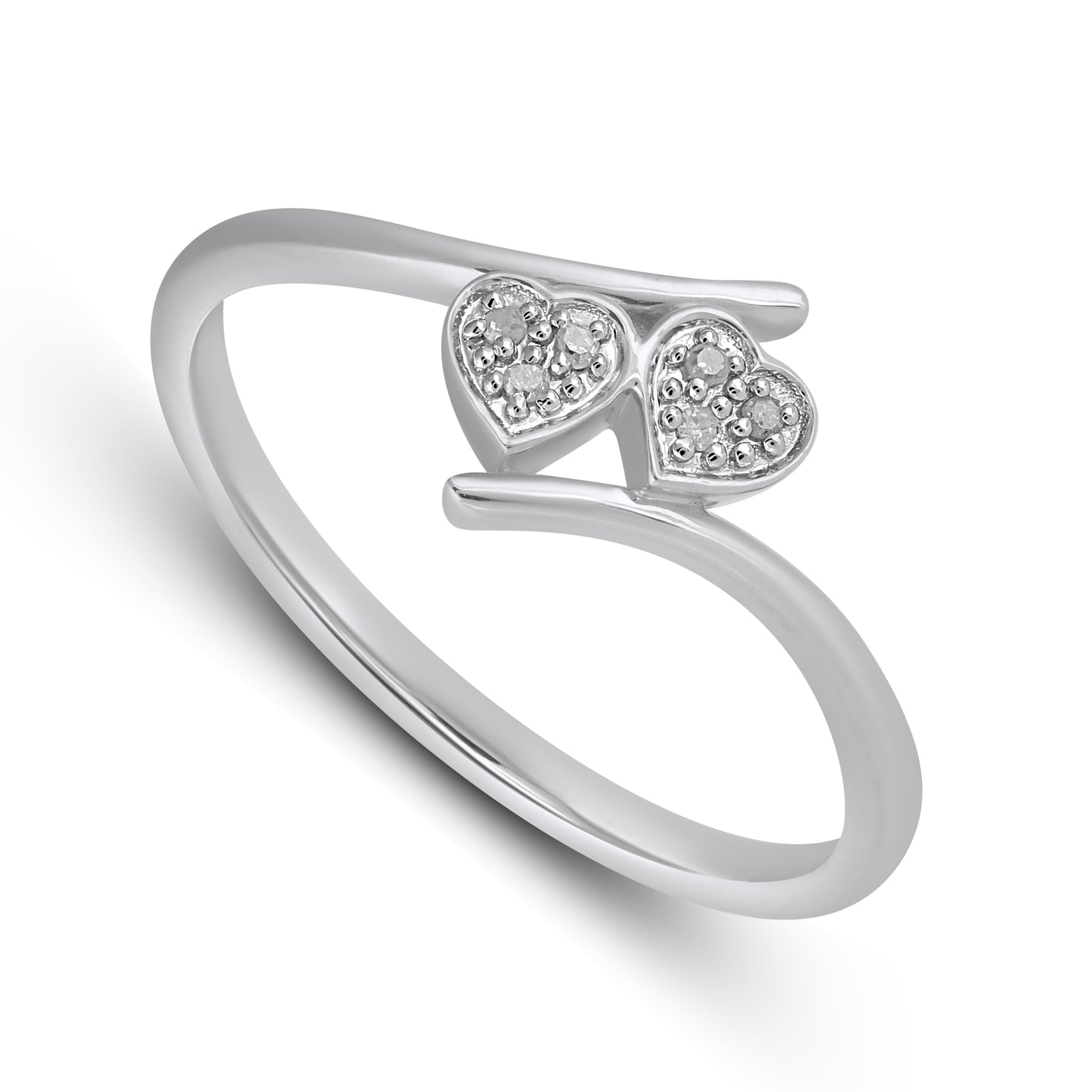 925 Sterling Silver 0.03 Cttw Diamond Ladies Ring