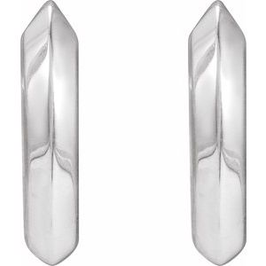Sterling Silver Pair Knife Edge Hinged Hoop Earrings, Length: 10 Mm, Thickness: 2 Mm