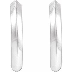 Sterling Silver Pair Knife Edge Hinged Hoop Earrings, Length: 15 Mm, Thickness: 2 Mm