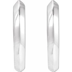 Sterling Silver Pair Knife Edge Hinged Hoop Earrings, Length: 12.5 Mm, Thickness: 2 Mm