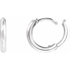 Sterling Silver Pair Knife Edge Hinged Hoop Earrings, Length: 12.5 Mm, Thickness: 2 Mm