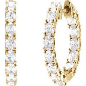 14K Yellow Gold Pair Oval Shape 3.2 X 2.3Mm Si1-Si2, Gh 2 5/8 Ctw Lab-Grown Diamond Hoop Earrings, Length: 20.67 Mm, Thickness: 2.5 Mm