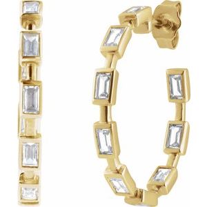 14K Yellow Gold Pair Straight Baguette Shape 3.5 X 1.8Mm Si1-Si2, Gh 1 1/4 Ctw Lab-Grown Diamond Hoop Earrings, Length: 24.5 Mm, Thickness: 2.9 Mm