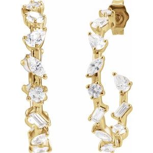 14K Yellow Gold Pair Shape 25.43 X 5.69Mm 2 Ctw Lab-Grown Diamond Hoop Earrings, Length: 24.4 Mm, Thickness: 3.5 Mm