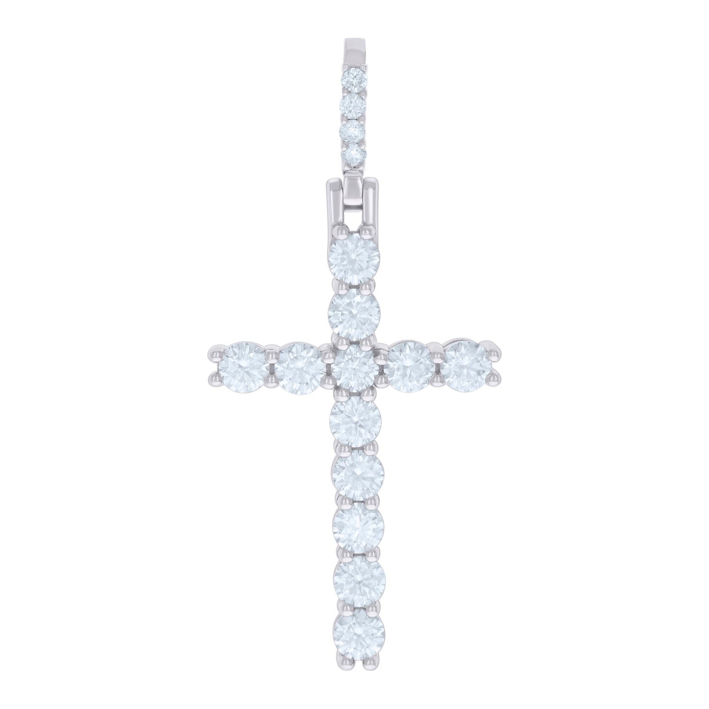 Sterling Silver Mens 3.897ct Moissanite Cross Religious Pendant
