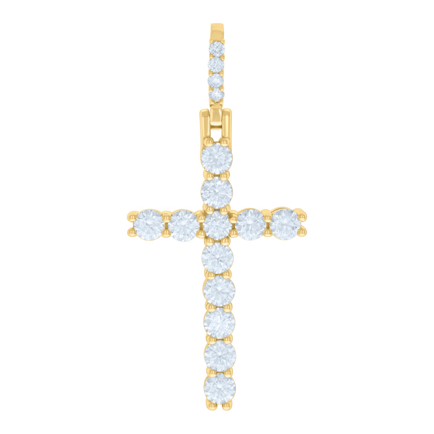 Sterling Silver Mens 3.897ct Moissanite Cross Religious Pendant