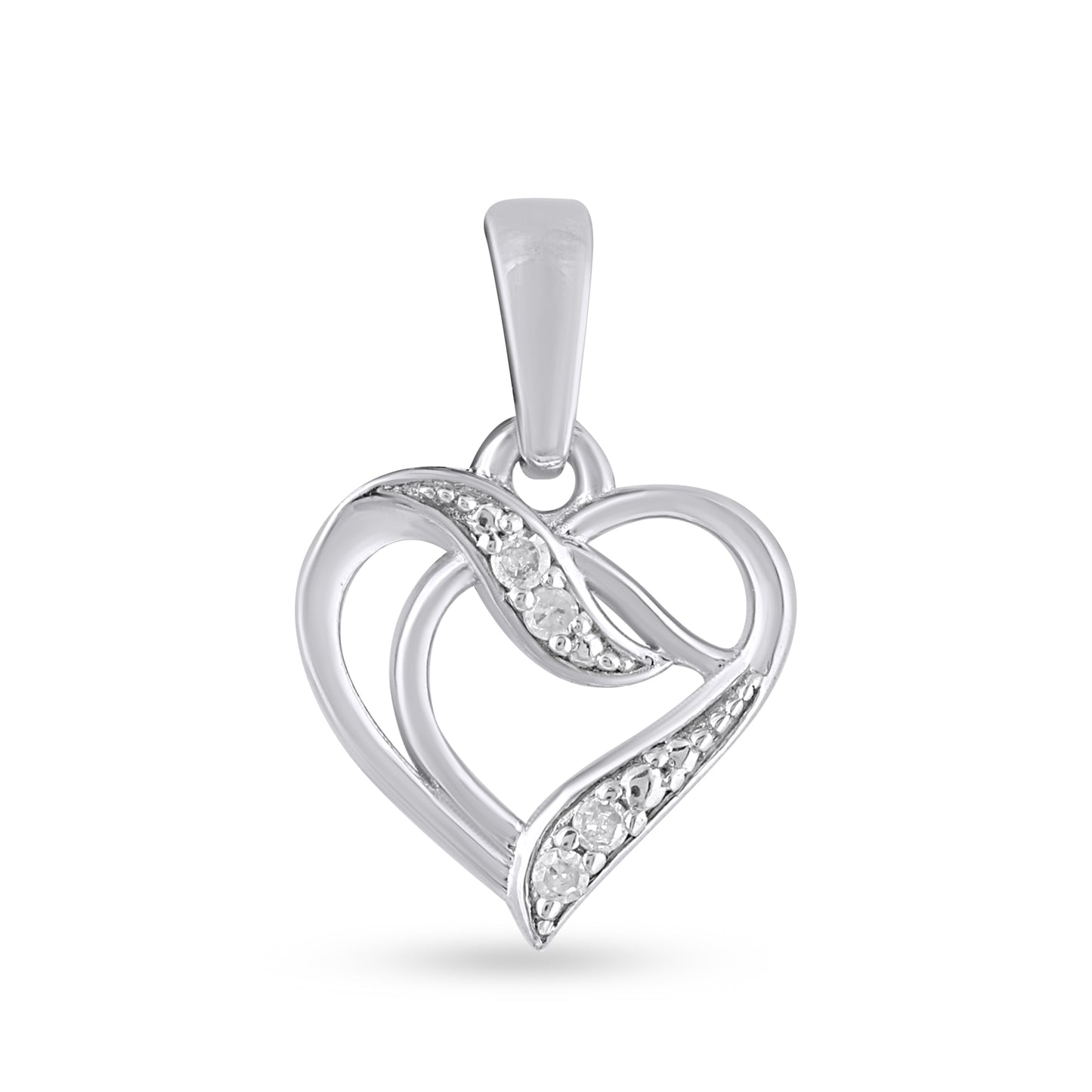 925 Sterling Silver 0.03 Cttw Diamond "Heart" Ladies Pendant