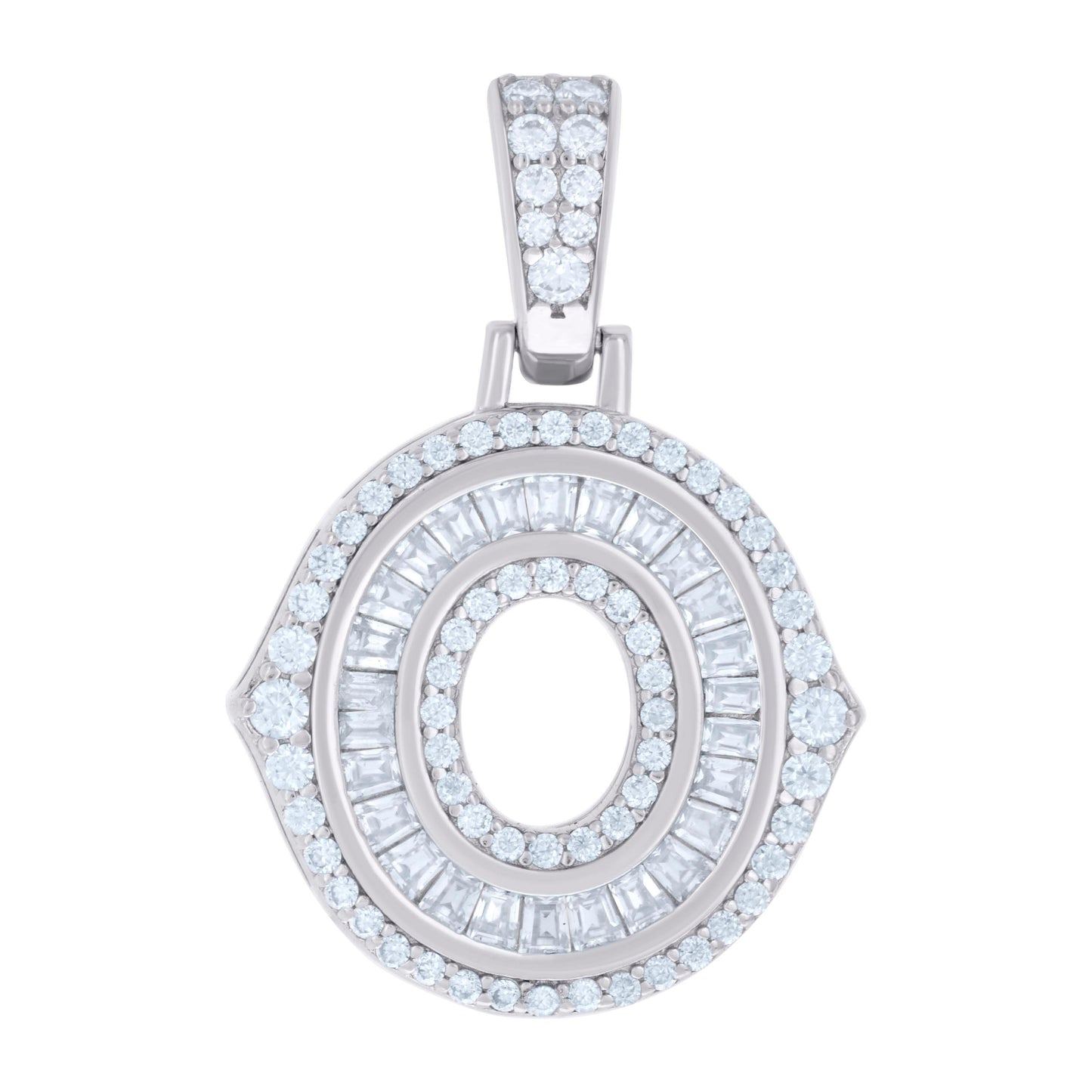 Sterling Silver Or Yellow-tone Unisex Baguette Round Moissanite 0.59ct Initial Alphabet Charm Pendant