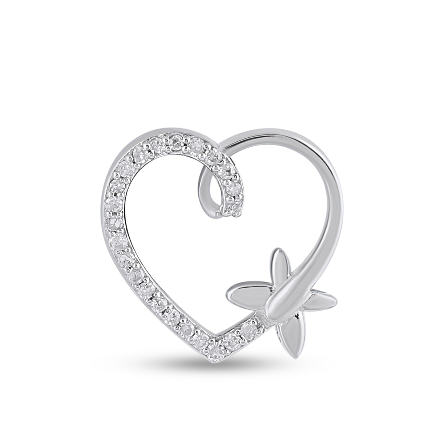 925 Sterling Silver 0.05 Cttw Diamond "Heart" Ladies Pendant