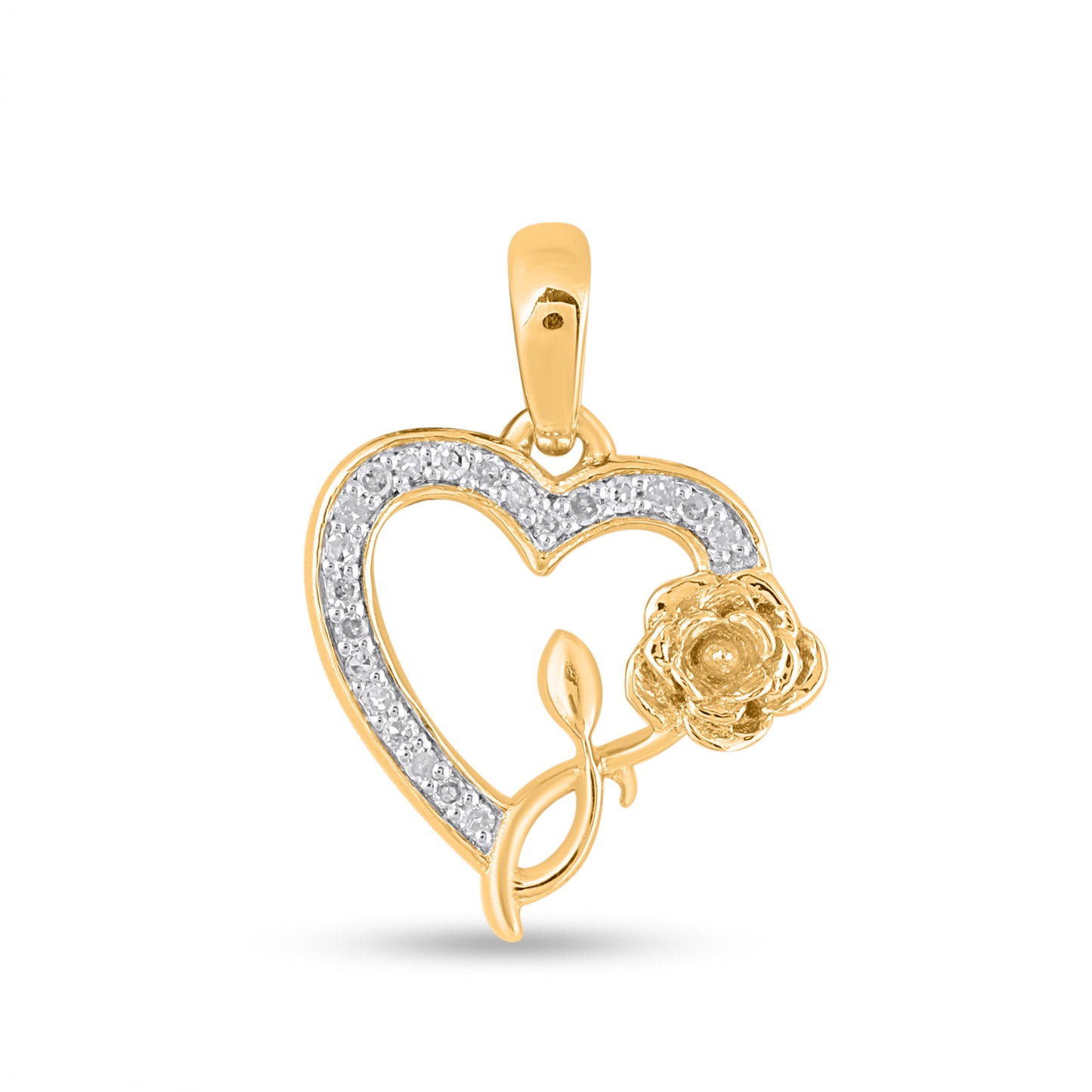 925 Sterling Silver 0.04 Cttw Diamond "Heart" Ladies Pendant