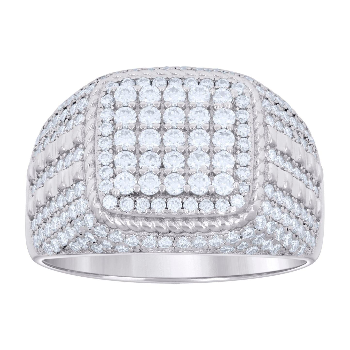 Sterling Silver Mens 1.94ct Moissanite Square Head Fashion Bridal Anniversary Wedding Engagement Band Ring