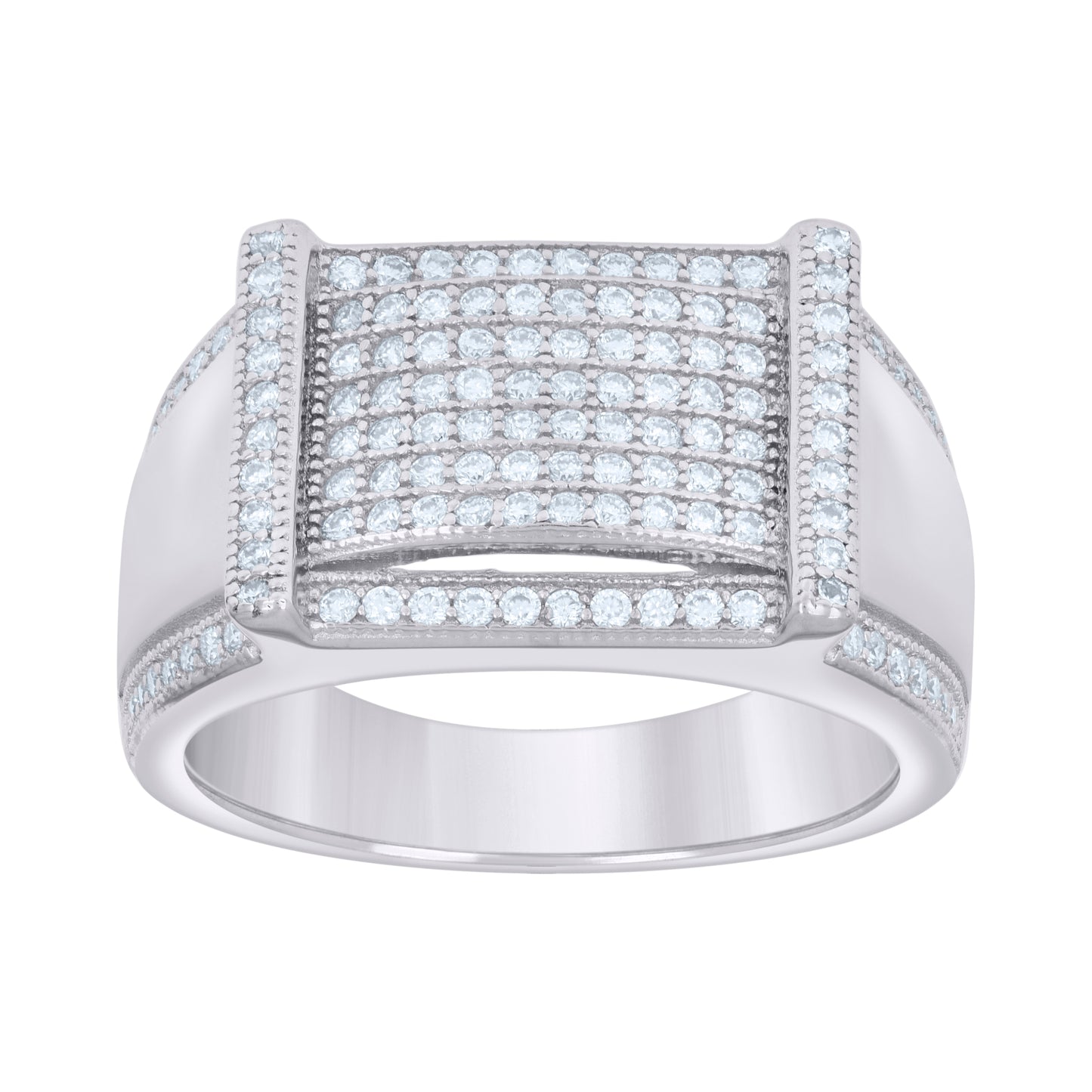 Sterling Silver Mens 0.69ct Moissanite Fashion Bridal Anniversary Wedding Engagement Band Ring