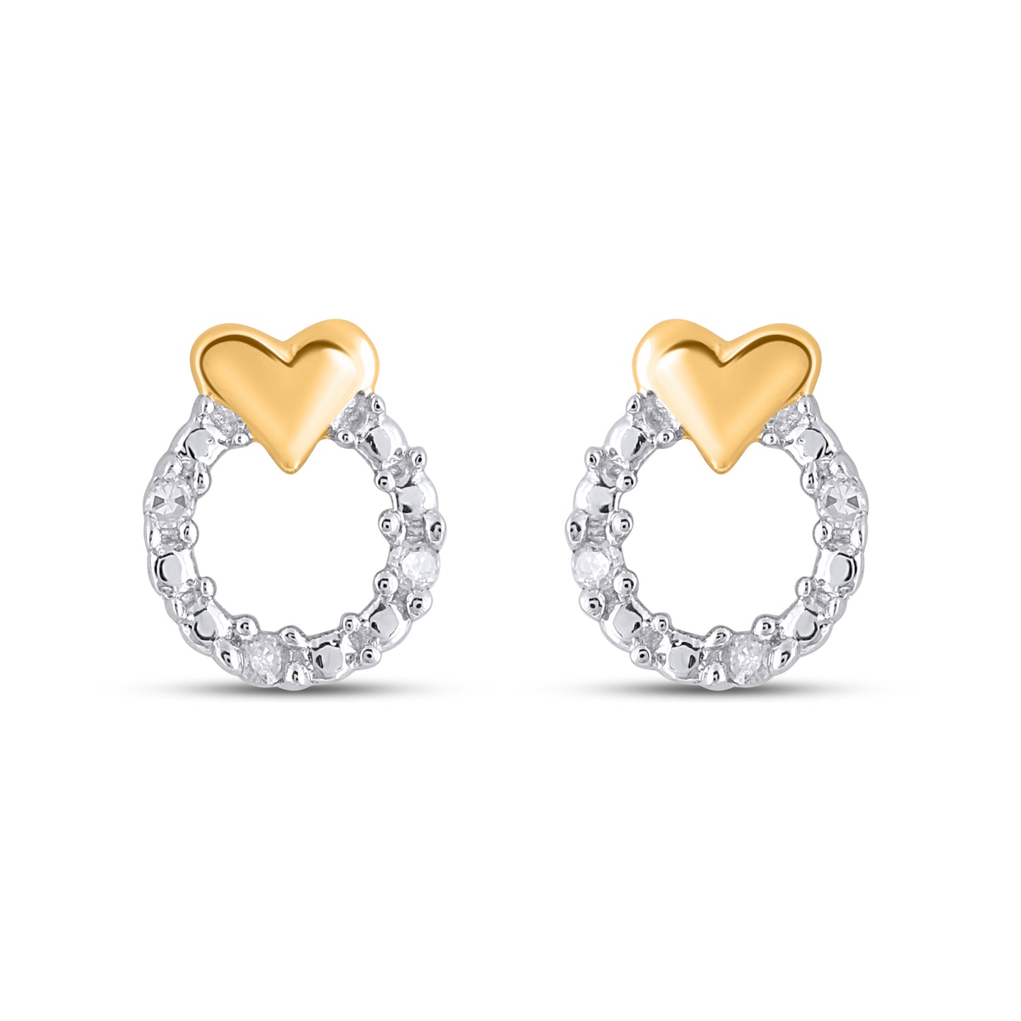 925 Sterling Silver Yellow Tone 0.02 Cttw Diamond Earring