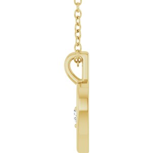14K Yellow Gold Round 3Mm G-H I1 1/10 Ct Natural Diamond Heart Necklace, Length: 18 In