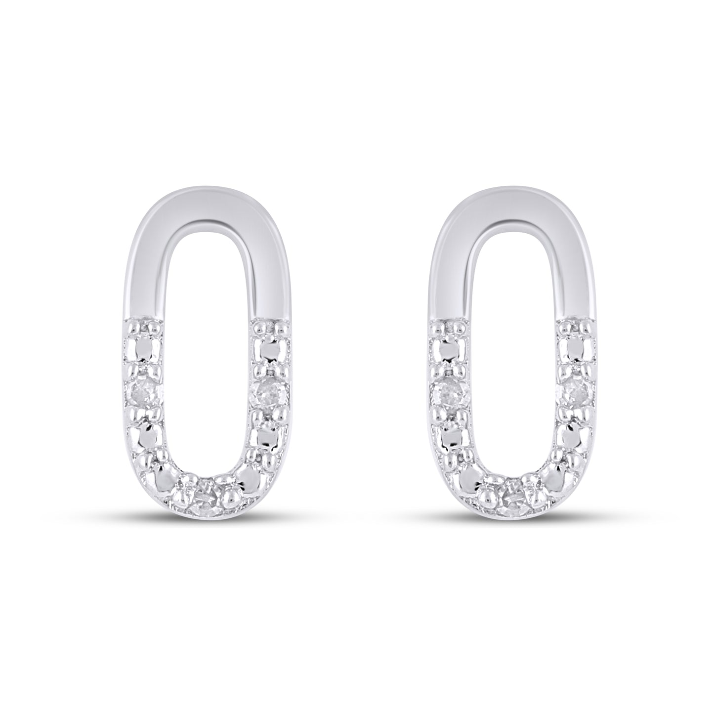 925 Sterling Silver 0.02 Cttw Diamond Earring