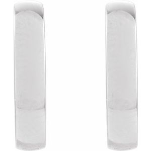 Sterling Silver Pair Elongated Oval Domed Hoop Earrings, Length: 14 Mm, Thickness: 3 Mm