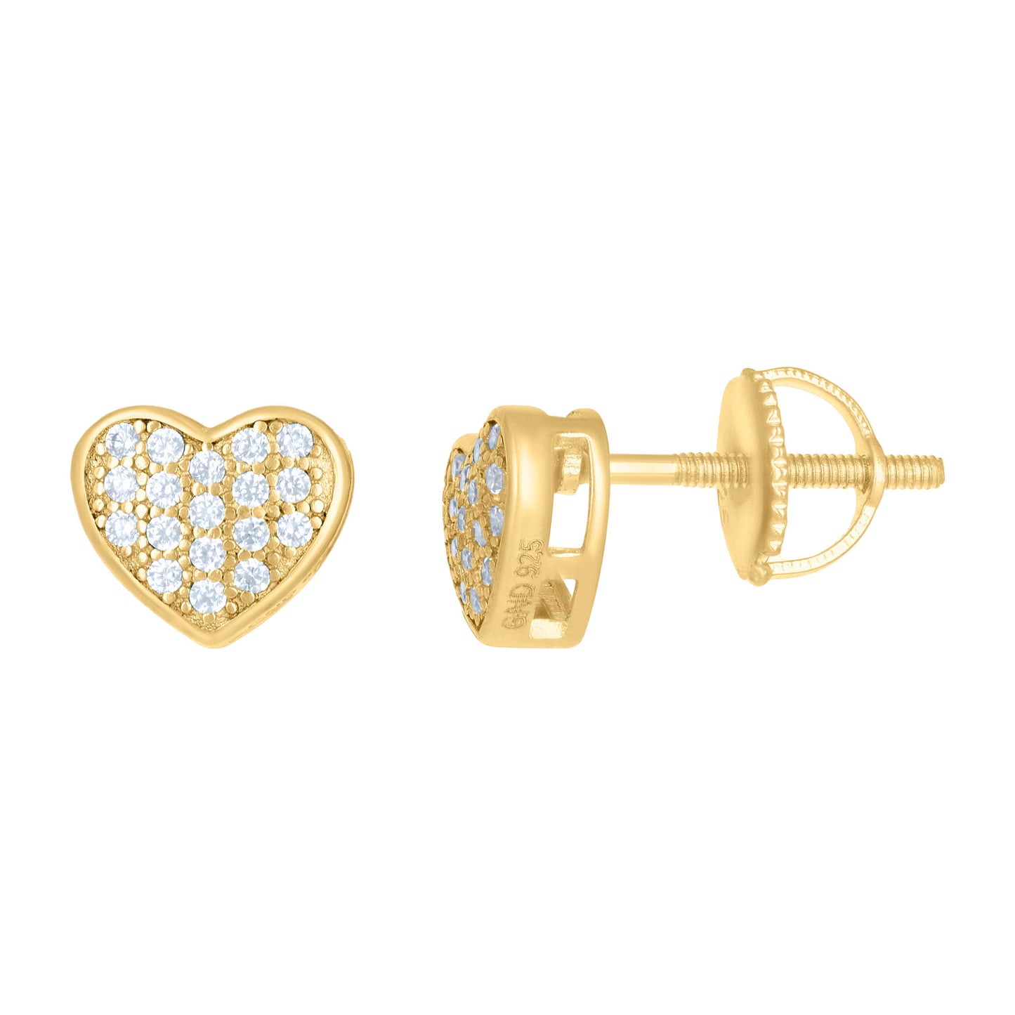 Sterling Silver Or Yellow-tone Womens 0.18ct Moissanite Heart Stud Earrings
