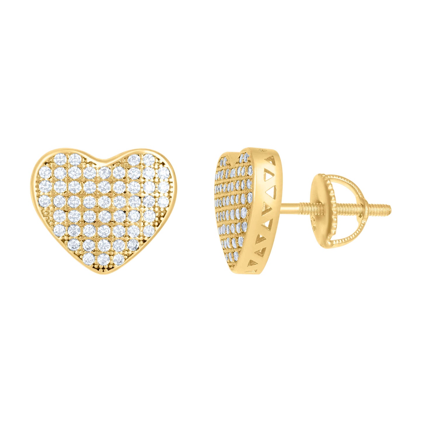 Sterling Silver Or Yellow-tone Womens 0.54ct Moissanite Heart Stud Earrings