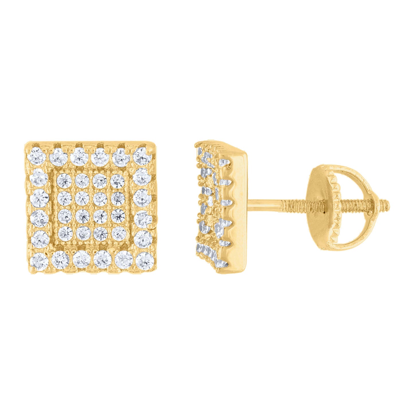 Sterling Silver Or Yellow-tone Womens 0.53ct Moissanite Square Fashion Stud Earrings
