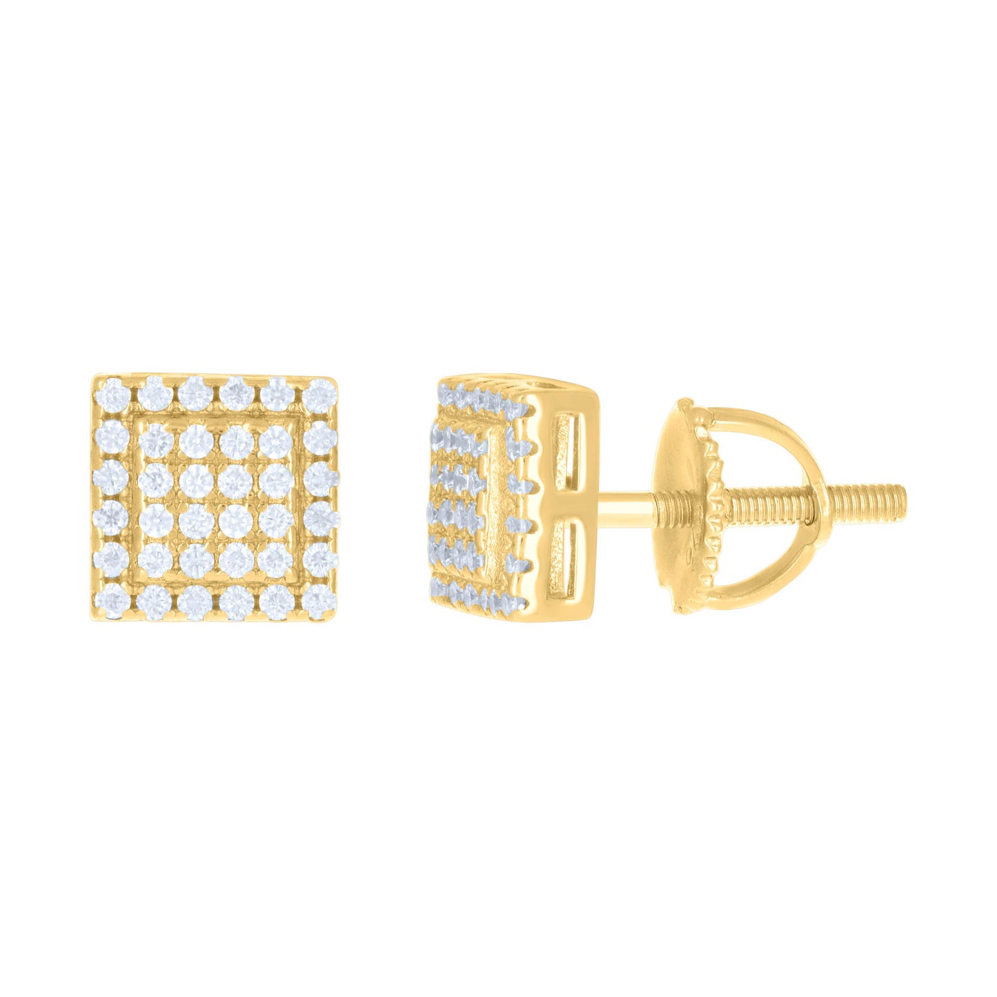 Sterling Silver Or Yellow-Tone Womens 0.22ct Moissanite Square Stud Earrings