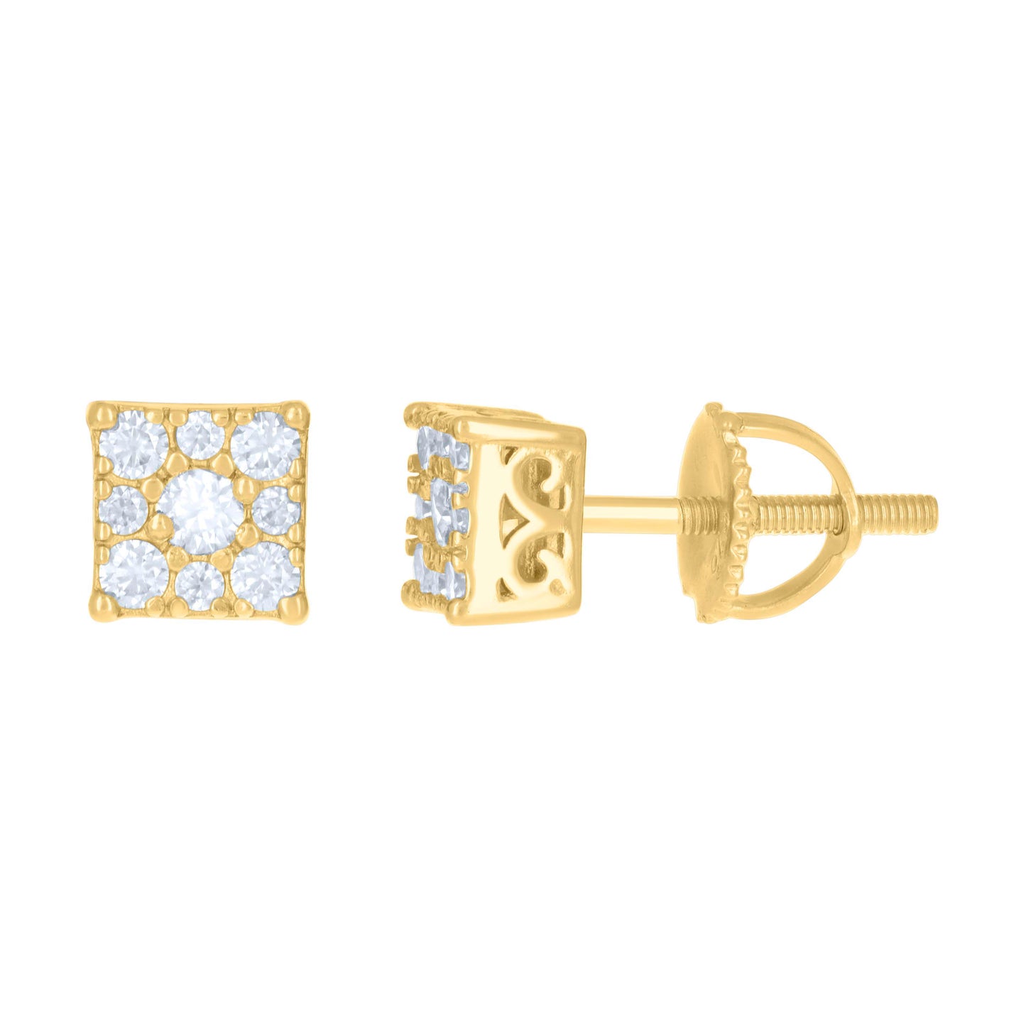 Sterling Silver Or Yellow-Tone Womens 0.33ct Moissanite Square Stud Earrings