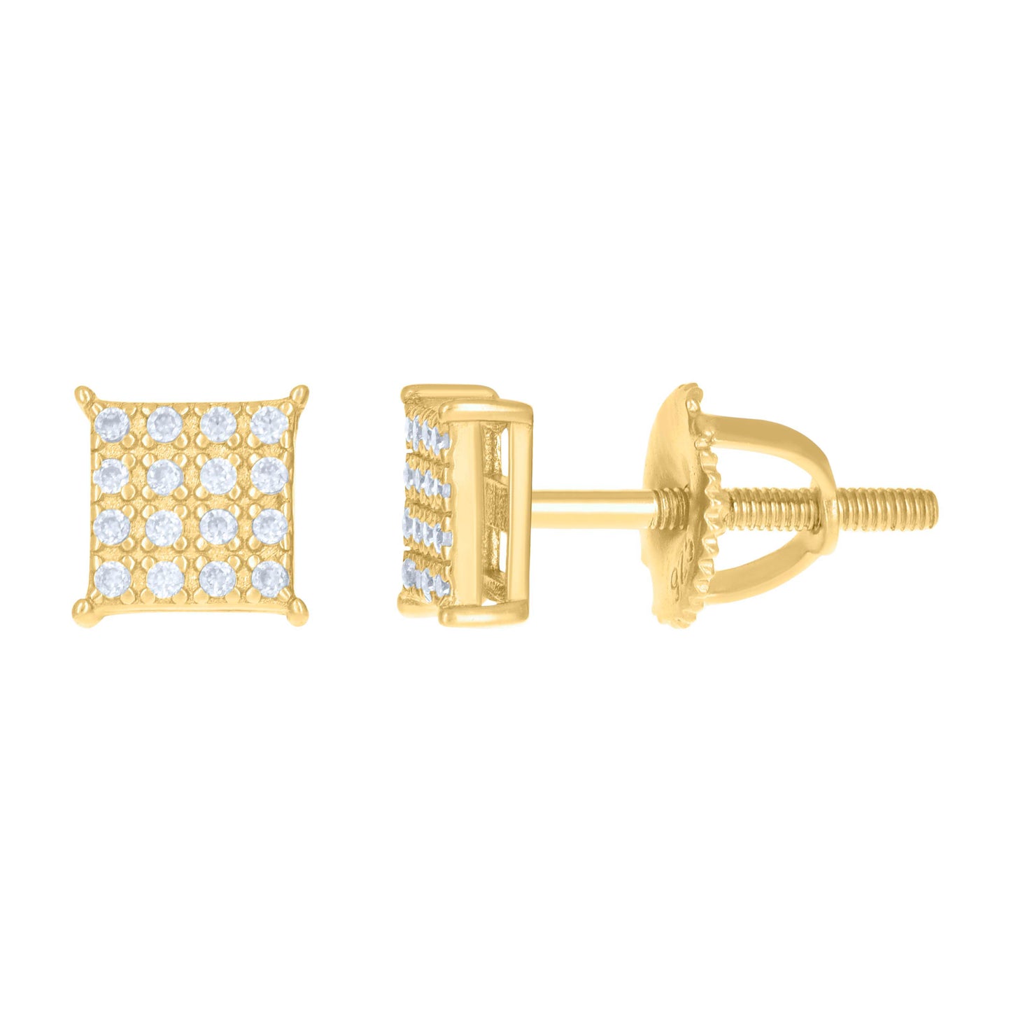 Sterling Silver Or Yellow-Tone Womens 0.13ct Moissanite Square Fashion Stud Earrings