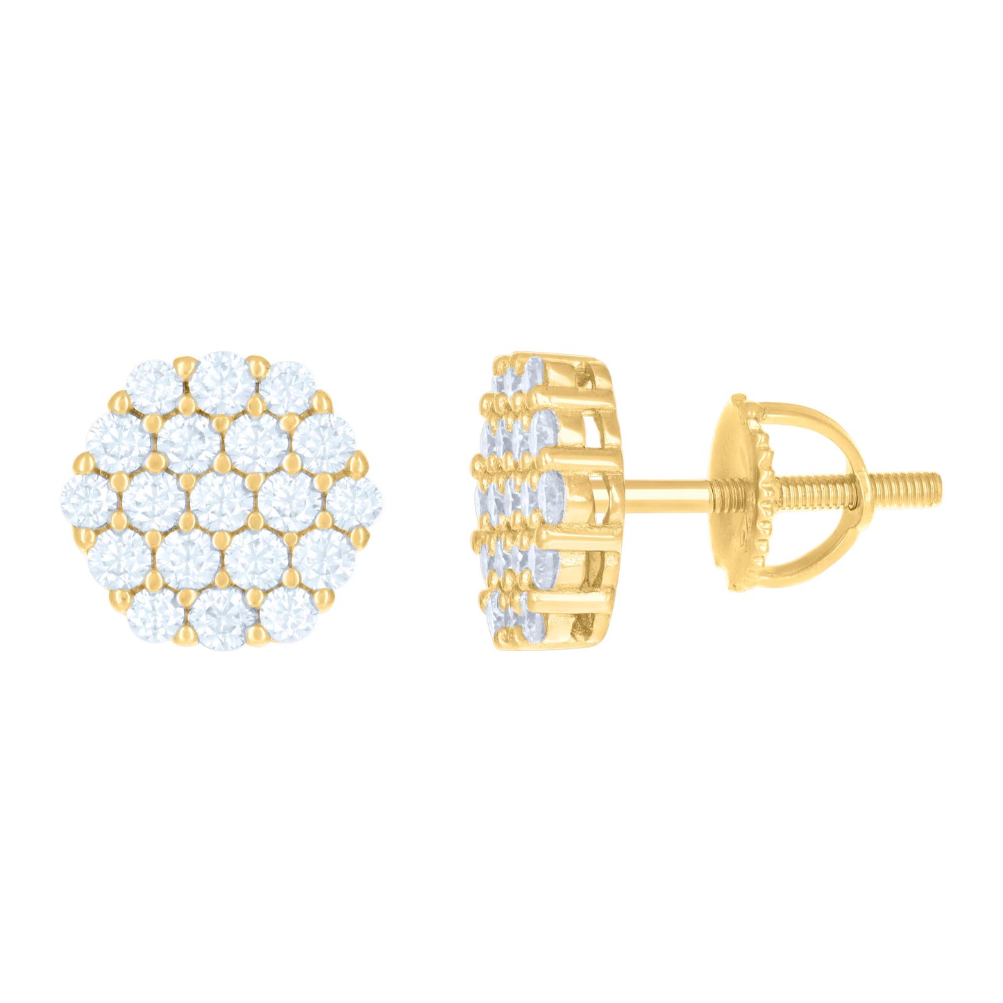 Sterling Silver Or Yellow-Tone Womens 0.76ct Moissanite Octagon Stud Earrings