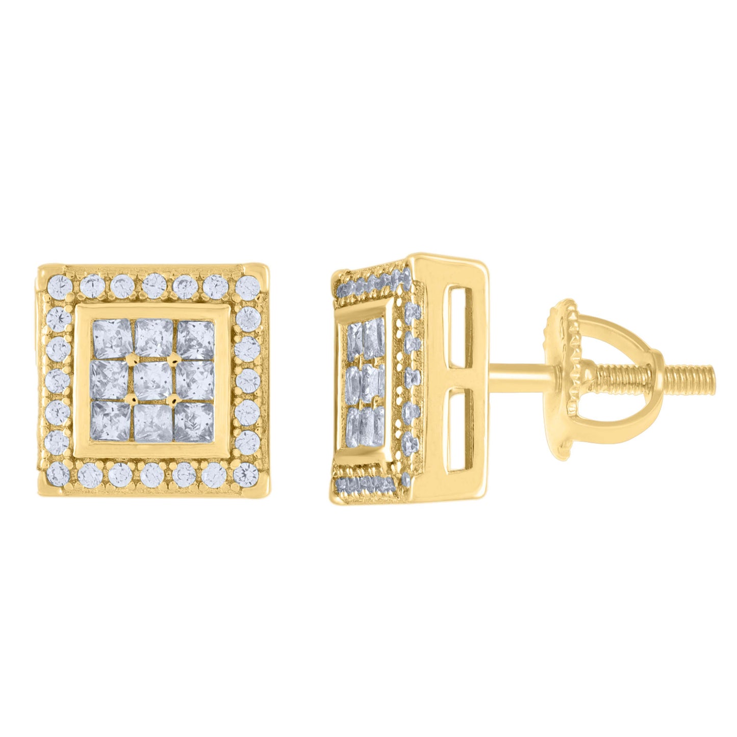 Sterling Silver Or Yellow-Tone Womens Moissanite 0.44Ct Square Stud Earrings