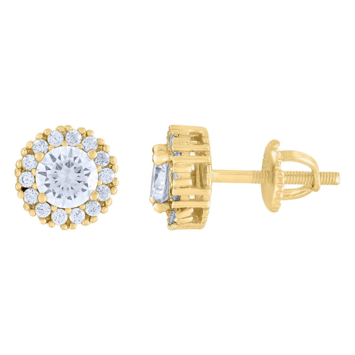 Sterling Silver Or Yellow-Tone Womens Moissanite 8.4mm Fashion Stud Earrings Screw Back