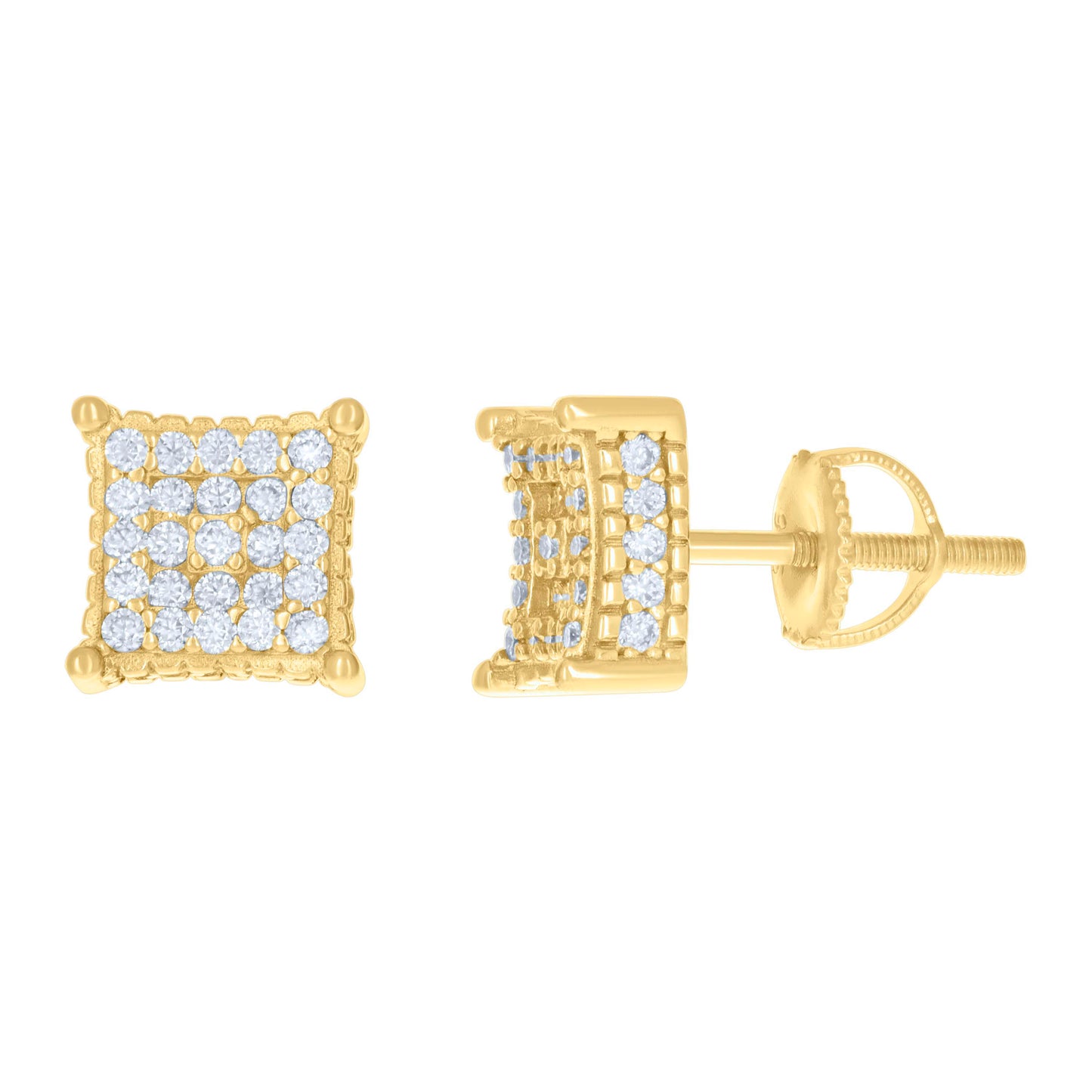 Sterling Silver Or Yellow-Tone Womens 0.78ct Moissanite Square Fashion Stud Earrings