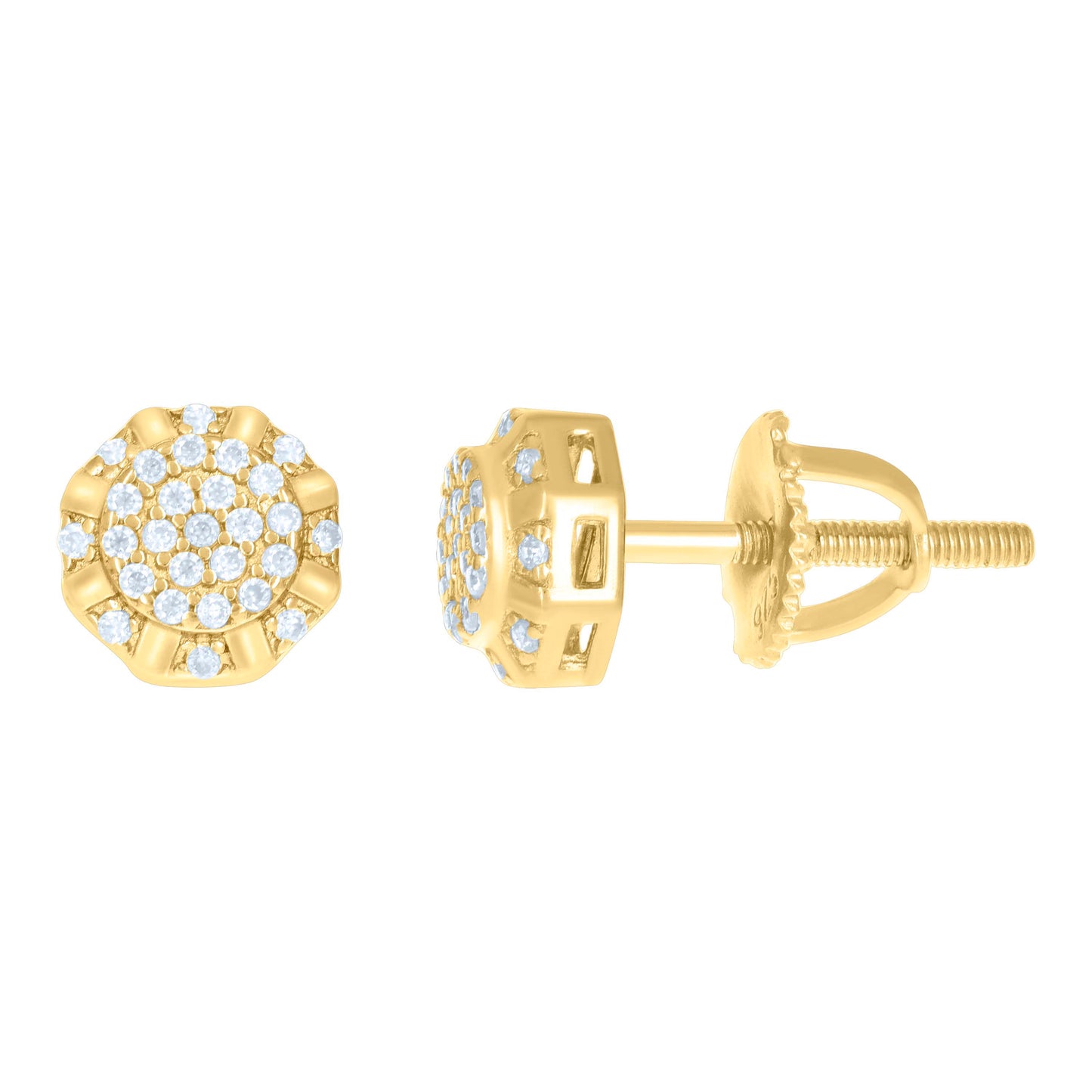 Sterling Silver Or Yellow-Tone Womens 0.22ct Moissanite Octagon Fashion Stud Earrings