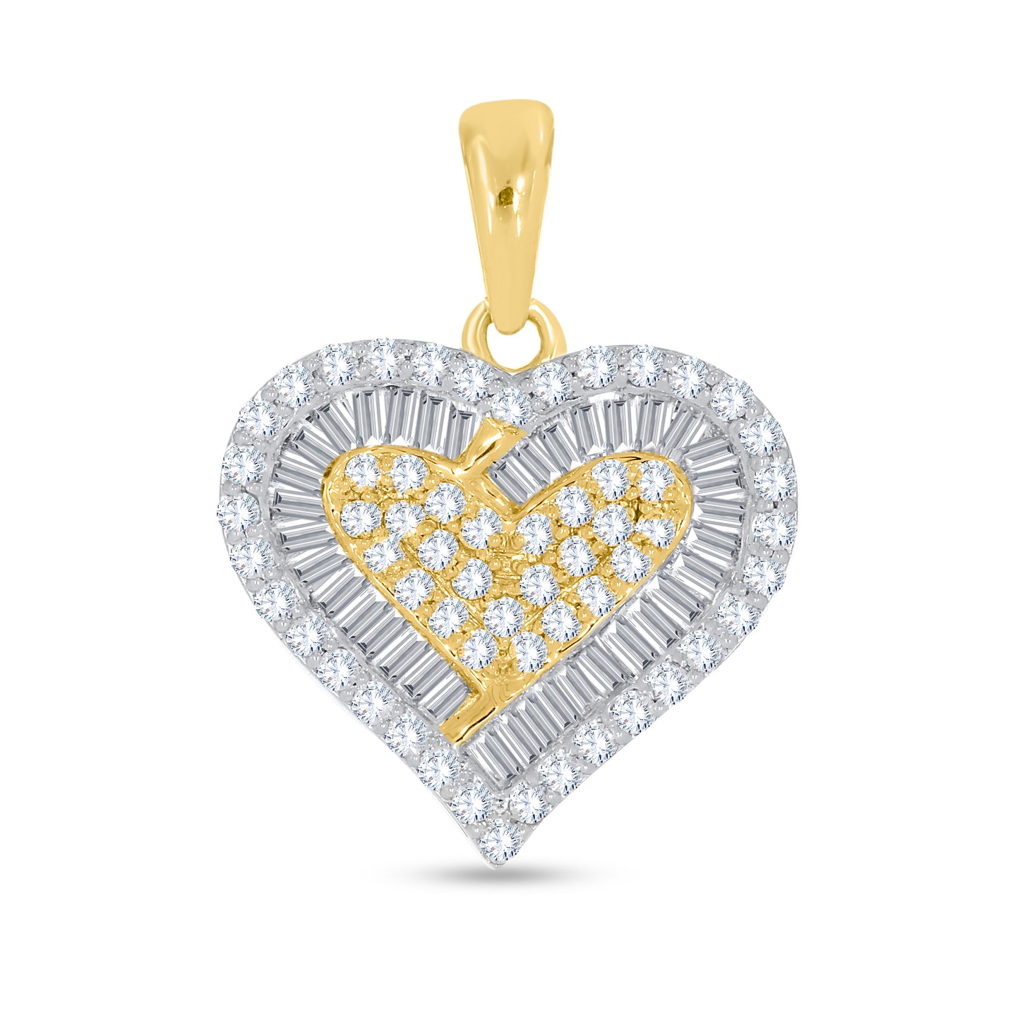 10K Two Tone Gold 0.96 Cttw Diamond Heart Charm