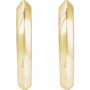 14K Yellow Gold Pair Knife Edge Hinged Hoop Earrings, Length: 12.5 Mm, Thickness: 2 Mm