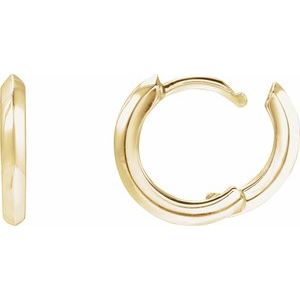 14K Yellow Gold Pair Knife Edge Hinged Hoop Earrings, Length: 12.5 Mm, Thickness: 2 Mm